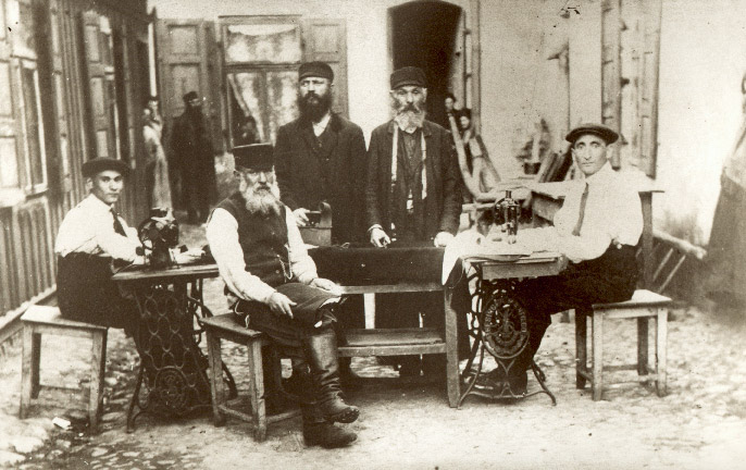  Wolborsky men (Israel and his father and brothers) at work in Lodz, Poland